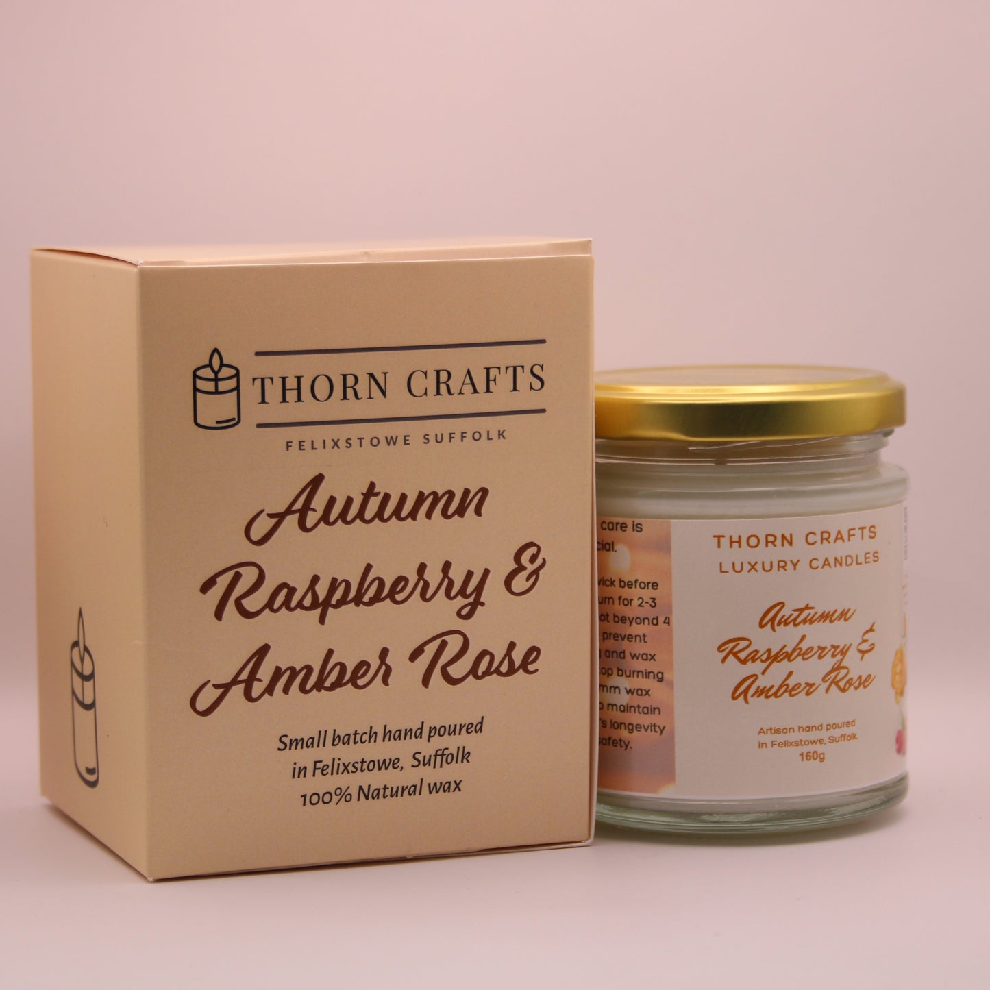 Autumn Raspberry & Amber Rose Medium Luxury Candle