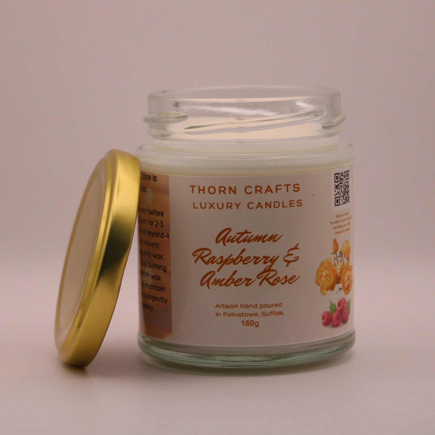 Autumn Raspberry & Amber Rose Medium Luxury Candle