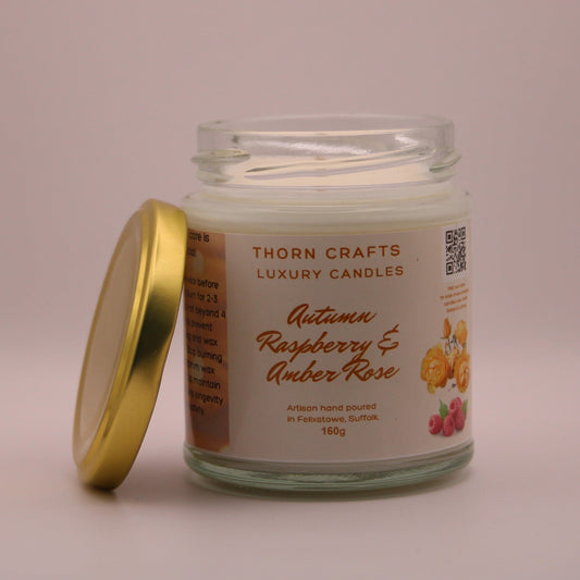 Autumn Raspberry & Amber Rose Medium Luxury Candle