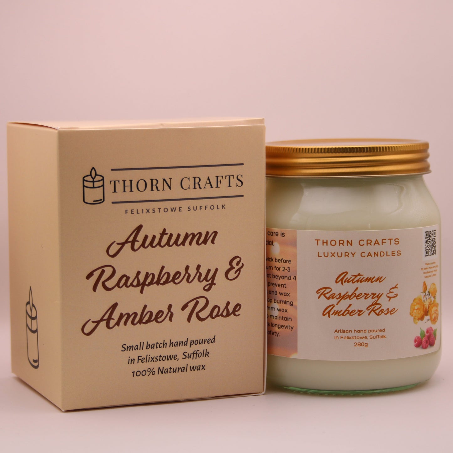 Autumn Raspberry & Amber Rose Large Luxury Candle