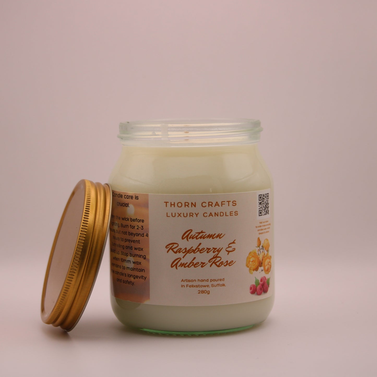 Autumn Raspberry & Amber Rose Large Luxury Candle