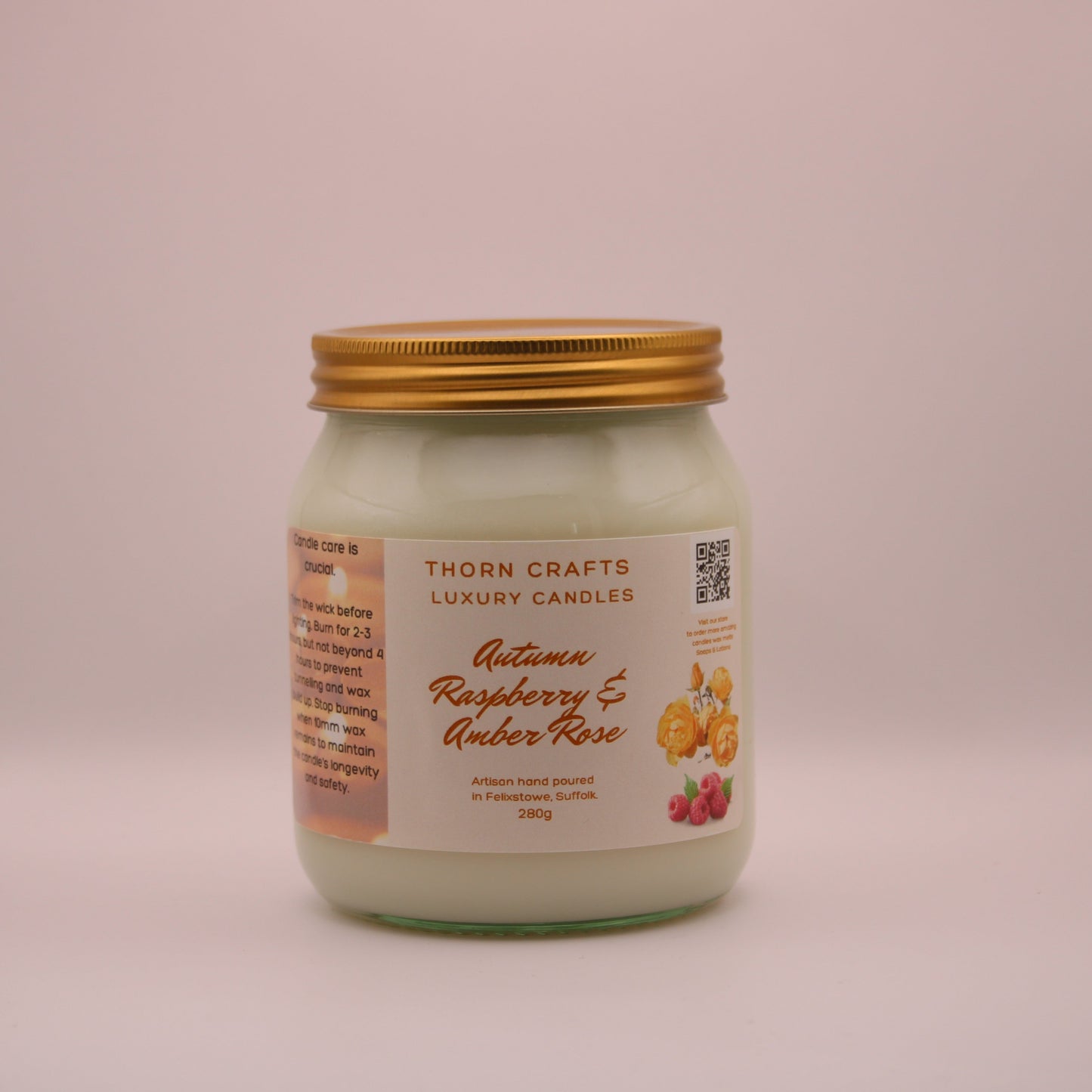 Autumn Raspberry & Amber Rose Large Luxury Candle