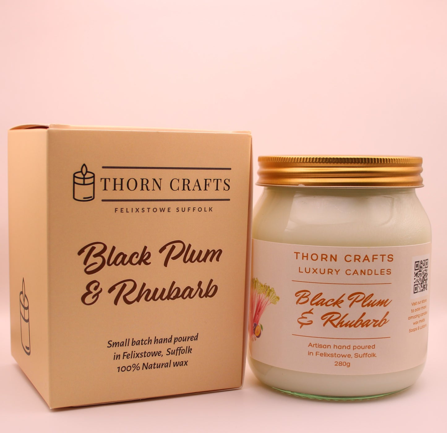 Black Plum & Rhubarb Large Luxury Candle