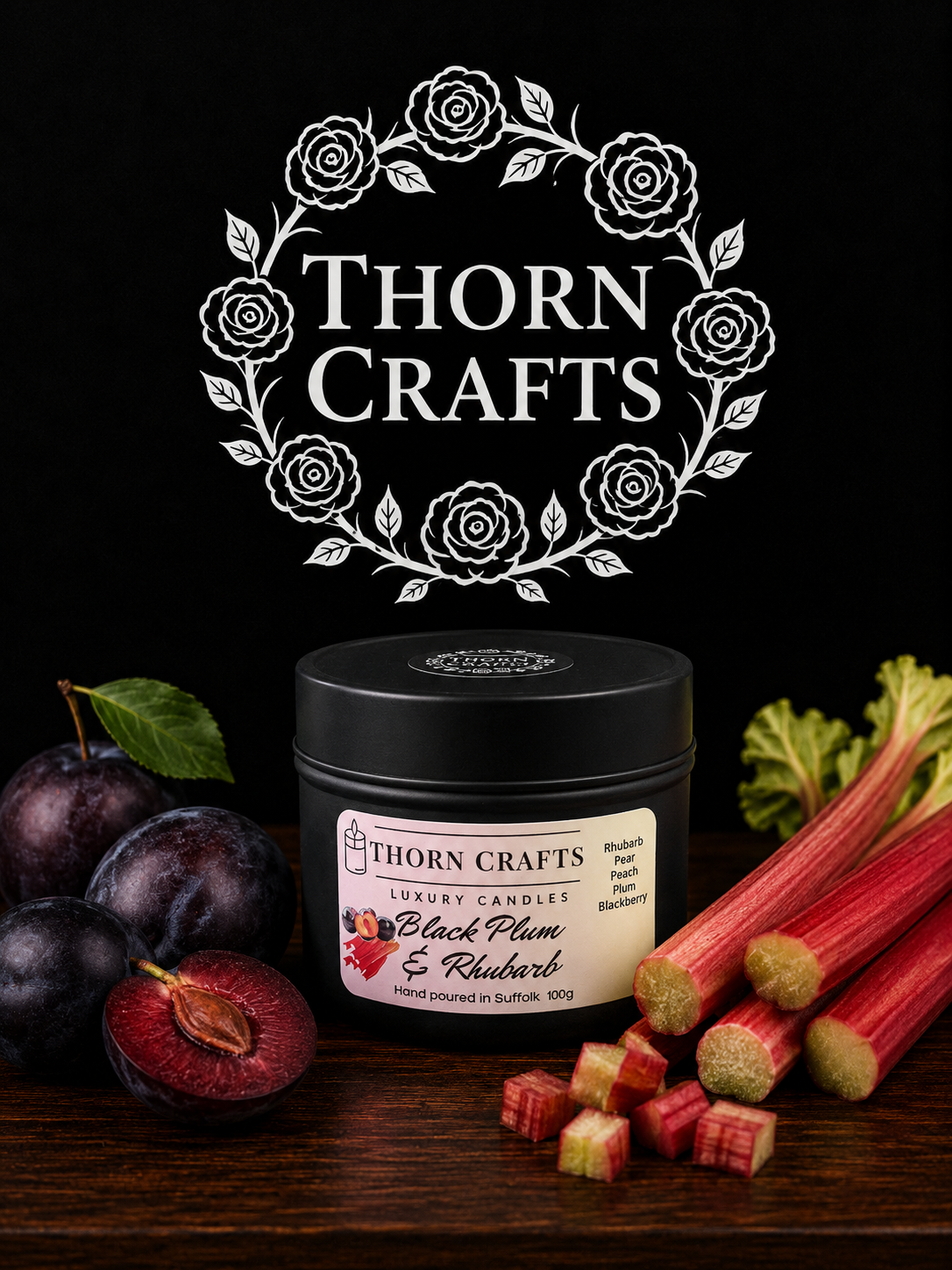 Black Plum and Rhubarb Small Candle